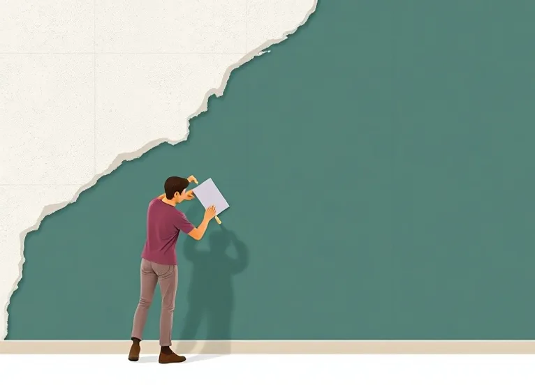 Application d'un enduit décoratif à la lisseuse sur un mur